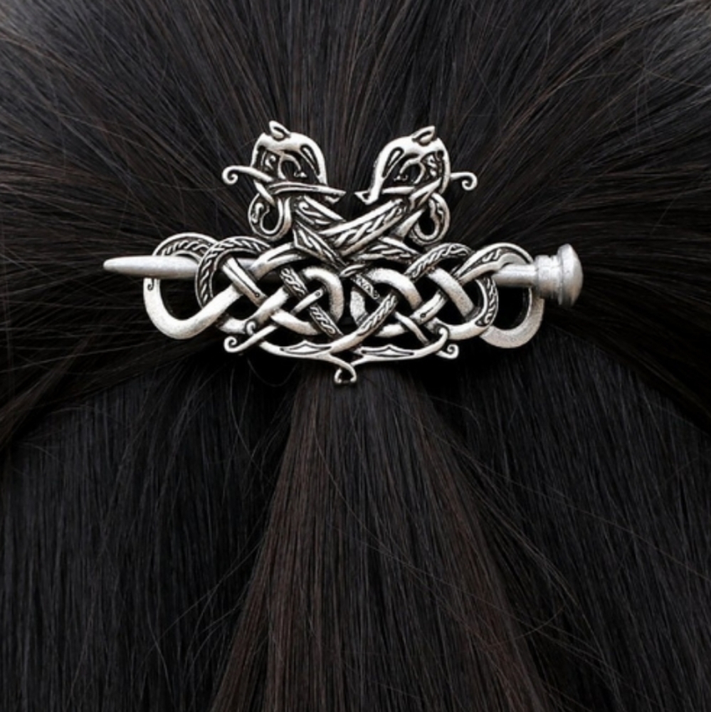 New Nordic Viking Silver-tone Scrolled Hairpin